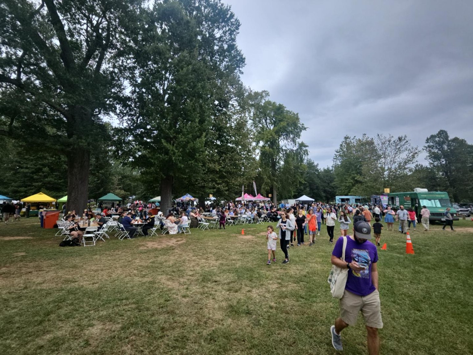 Open lawn and mature trees in Byrd Park.